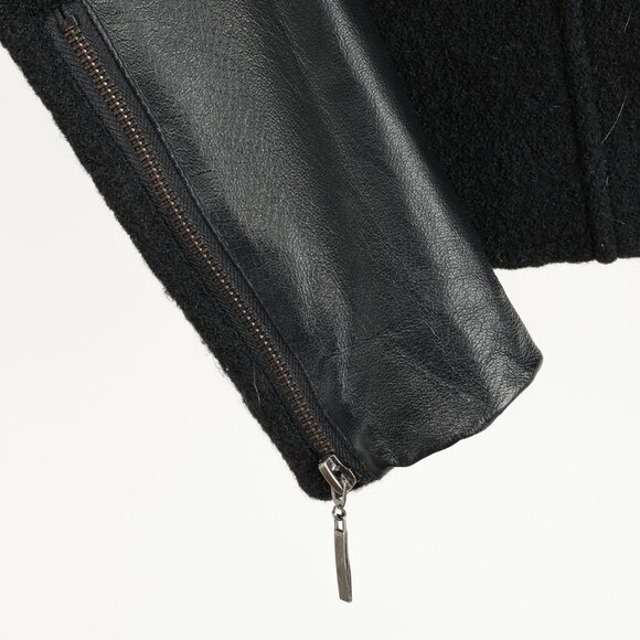 Line the Label Black Boiled Wool & Leather Moto Jacket - Picture 6 of 10